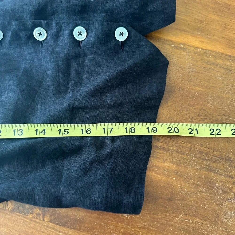J. Crew Black Sleeveless Button down linen Blouse vest ladies 10 NWT‎